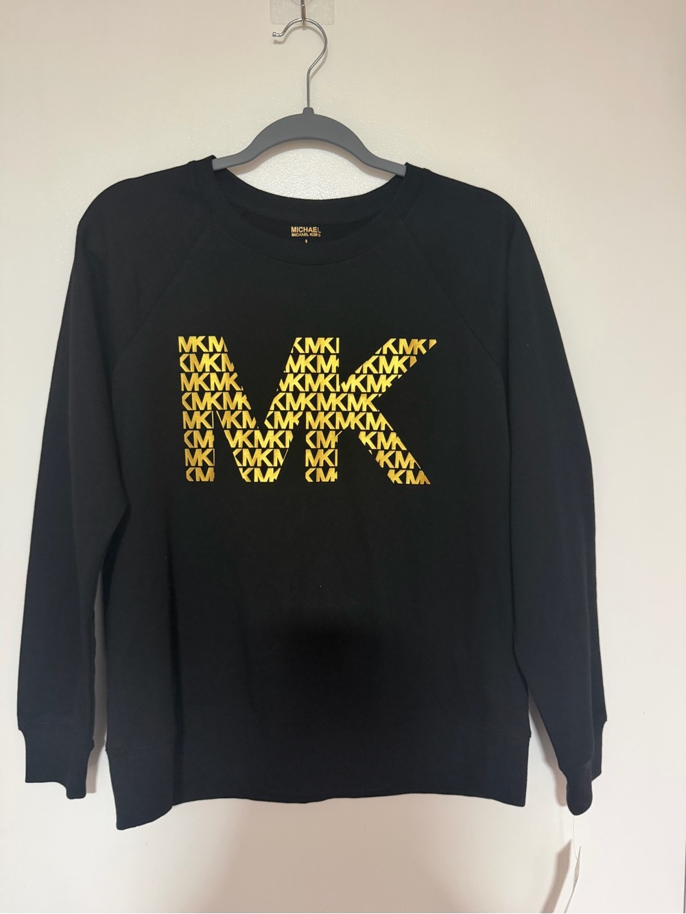 Michael Kors Women’s Black Sweatshirt with Gold MK Logo